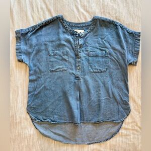 LOFT Denim/Chambray Dolman Henley Top.
